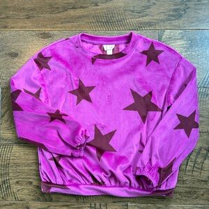 Cat and Jack Girls Size L Pink Stars Long Sleeve Velour Pullover